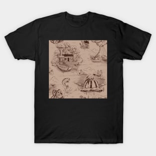 toile de jouy patterns -Lakeside Mosaic T-Shirt